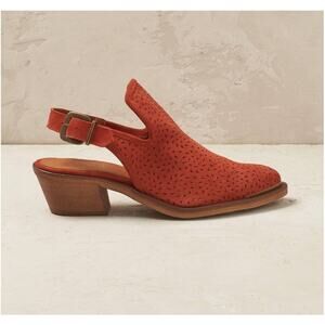Sixty Seven Perforated Suede Mules 8 Rust Orange Heels Western Sixtyseven